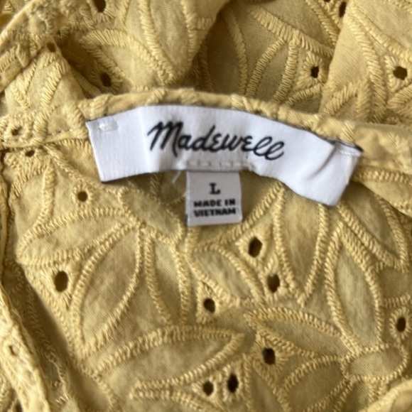 Madewell Yellow Eyelet Wrap Blouse Size Size Large  #B243 - Picture 3 of 3